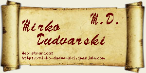 Mirko Dudvarski vizit kartica